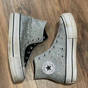 Size 8 - Converse Chuck Taylor All Star Platform High Glitter Leopard Spots 2021